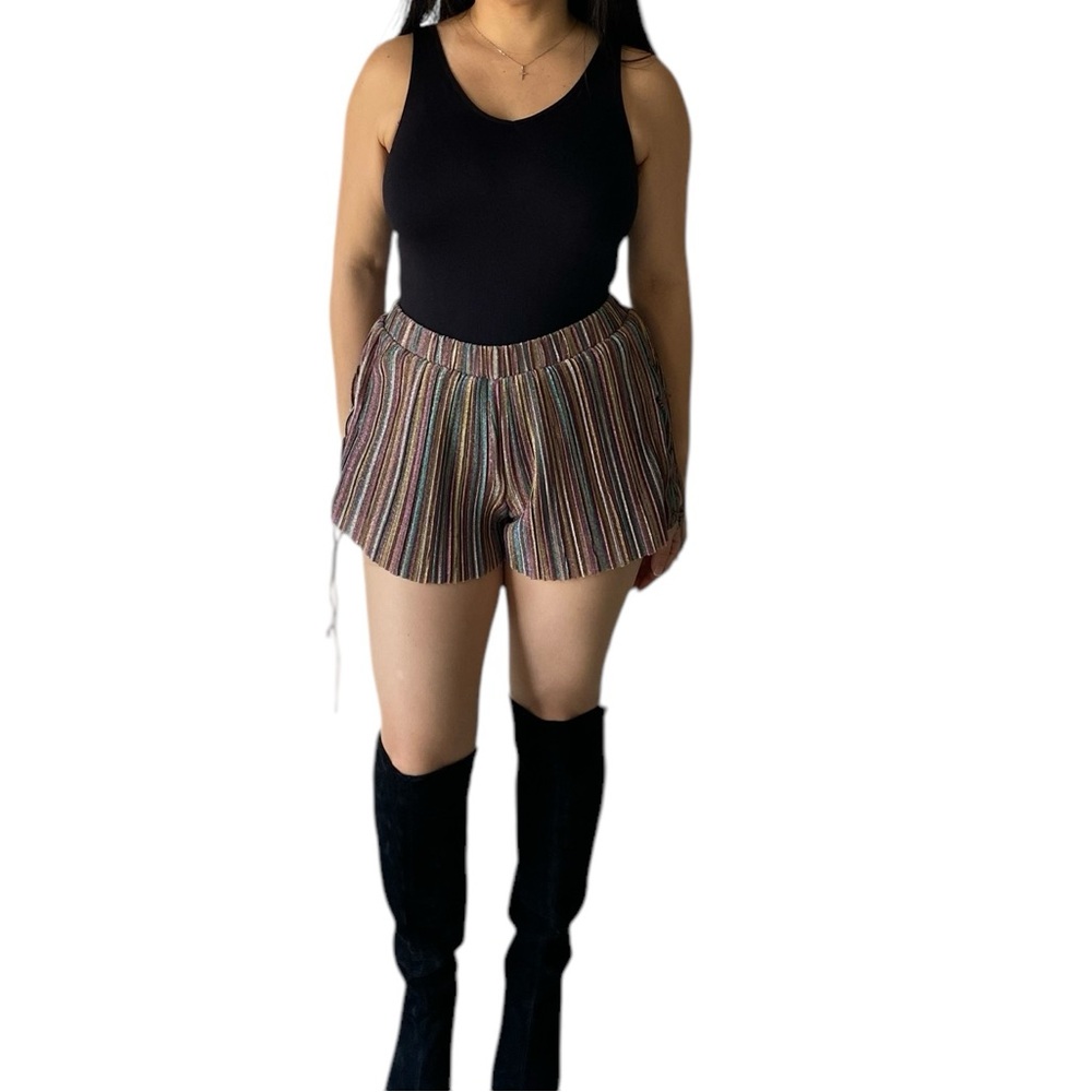 OntWelfth Multicolor Glitter Stripped Shorts Size Small